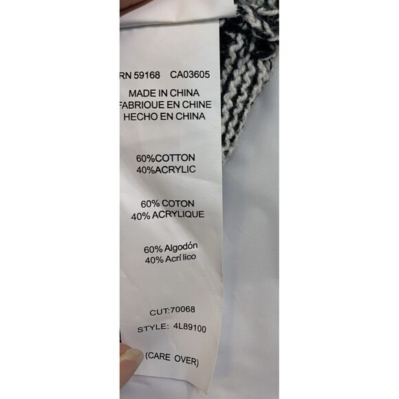 Karen Kane Aztec Black White Patten Waterfall Draped Open Front Cardigan Women M - Picture 7 of 11